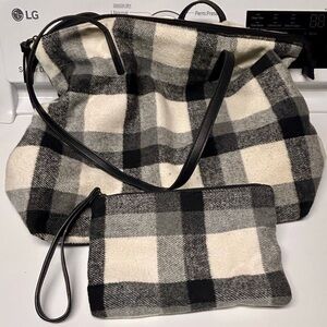 Black and White Buffalo Plaid Flannel Sonoma Handbag and Clutch